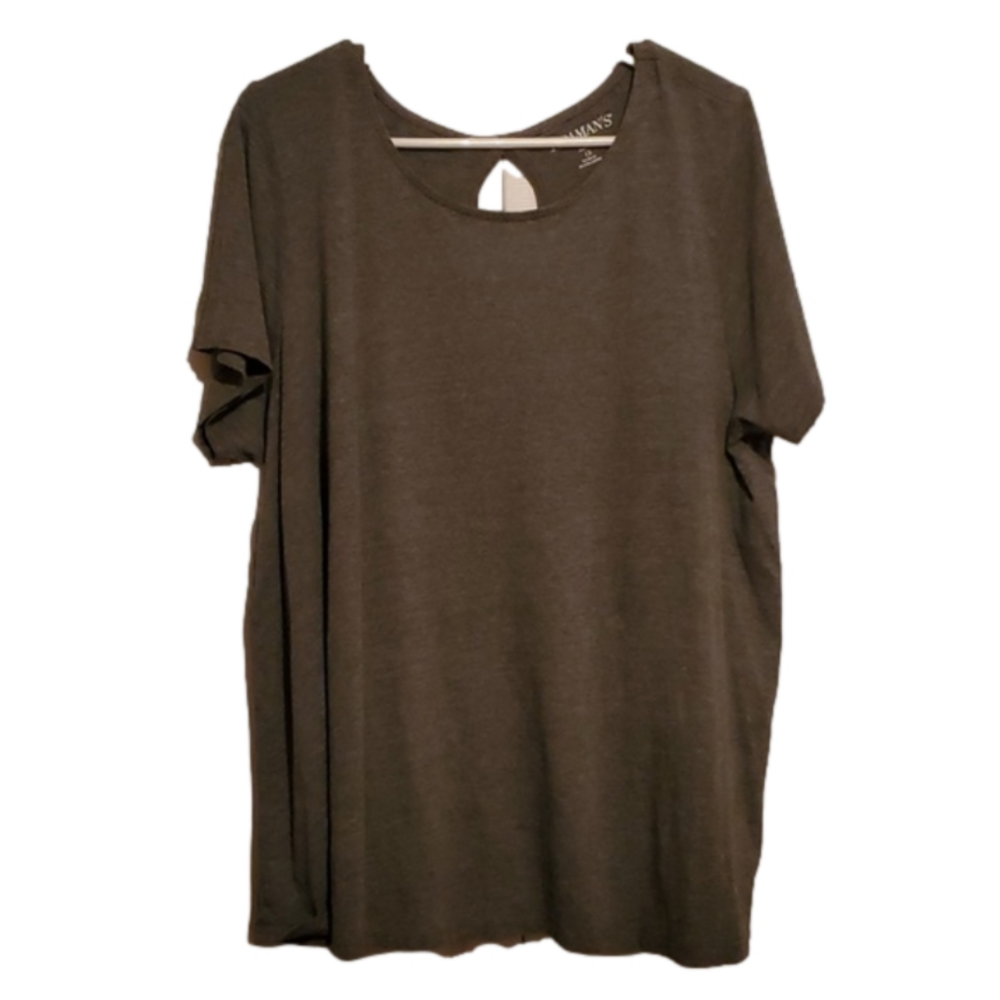 Roaman's Grey Short Sleeve Keyhole Back Women's Top Size 1X 22/24